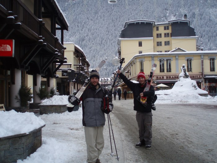 Zack and I walking through Chamonix