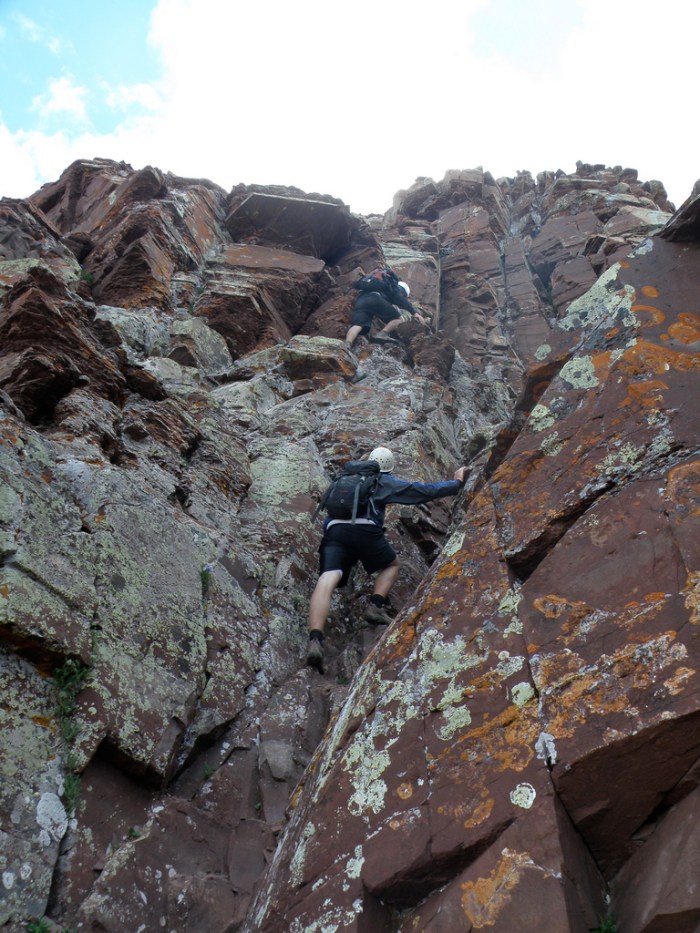 Myself on the first pitch with Chris following. Photo: Alan
