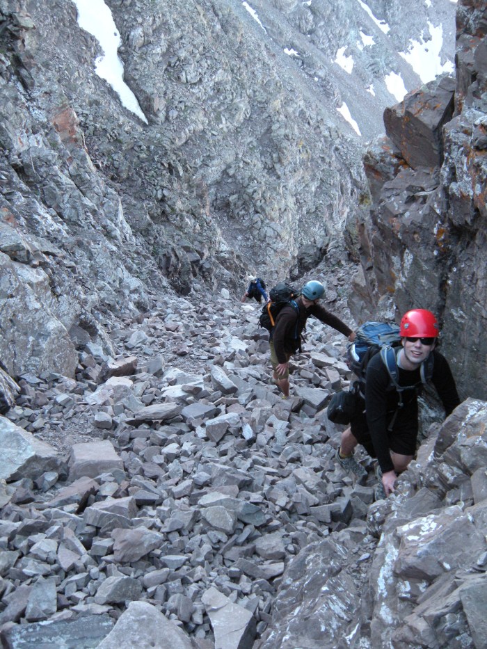 Alan leads the boys up one of the first gullies.