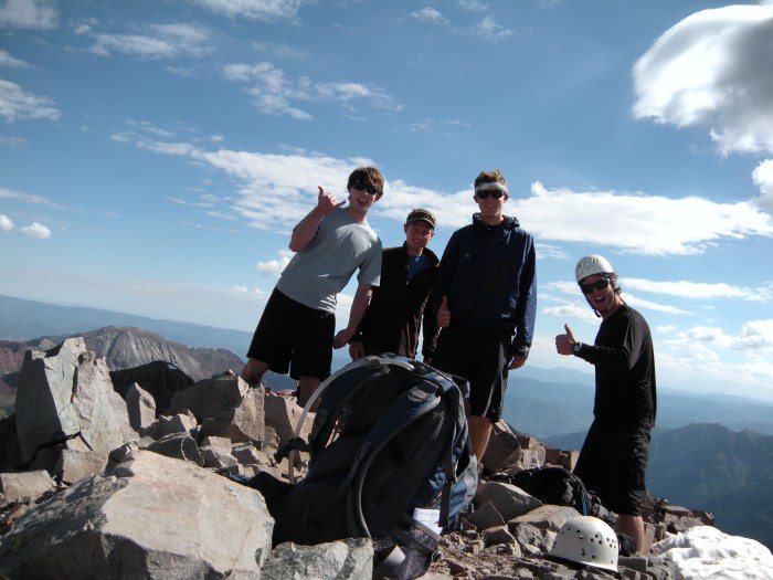 The boys on the summit of Maroon Peak