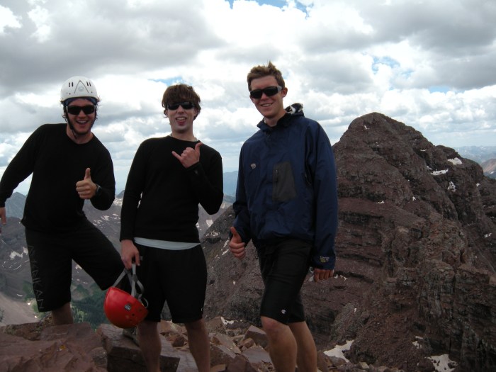 Myself, Alan, and Chris on the summit of North Maroon