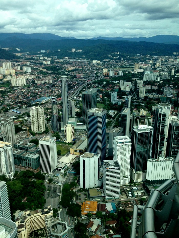 Skyscrapers viewed from a bigger one