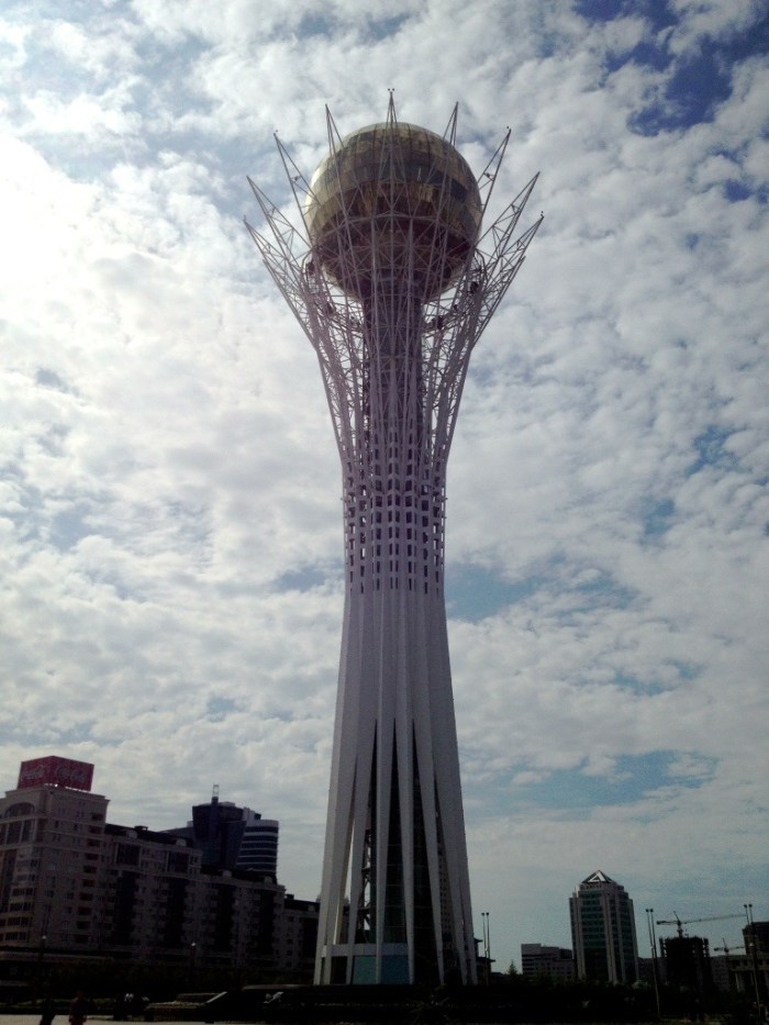 Stop number 1 in Astana: The Bayterek Tower, and a trip to in innards of the egg at the top