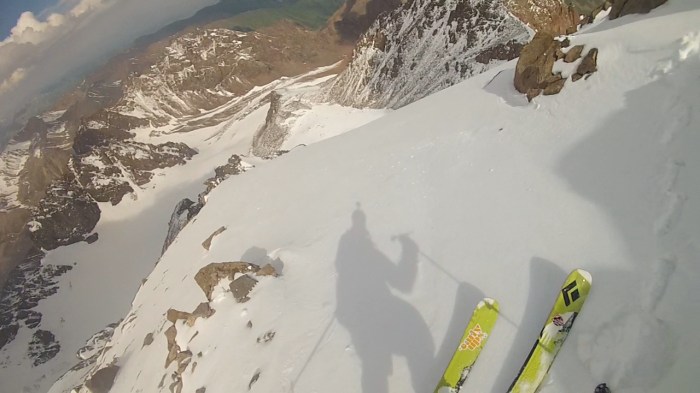 Dropping in off the summit block