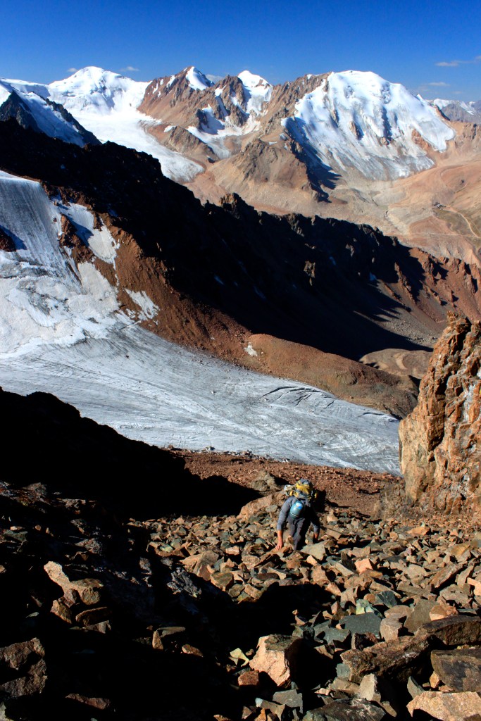 Riley near the top of Teacher Pass. Photo: Matt