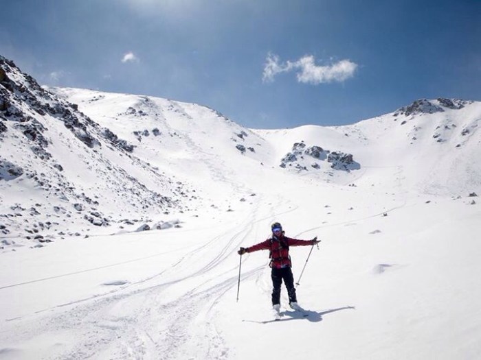 Your Author celebrating powder turns