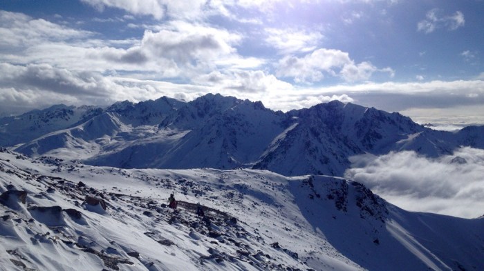 View from the top of the line on day 1. Slightly different mountains than the Rockies!