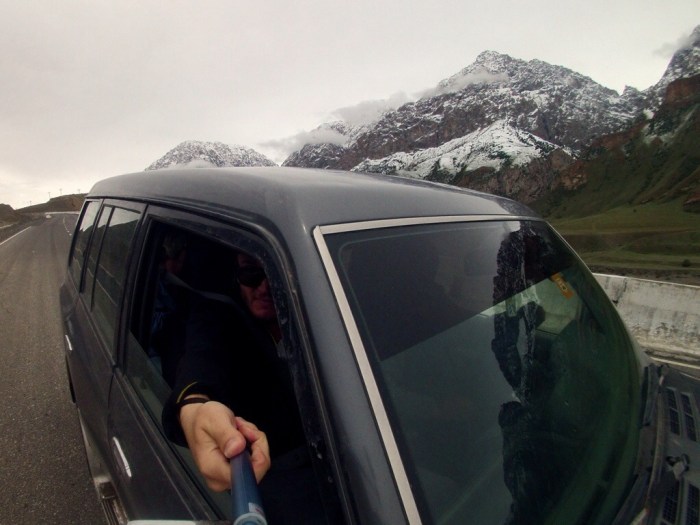 On board before the snow on Taldyk Pass