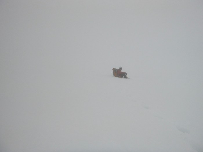 There was a lot of sitting action every day as we waited for clouds to roll out so we could see where we were going on the glacier. Photo: Bjorn