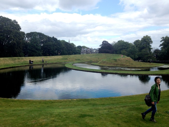 Mack and some ponds outside of the Scottish Museum of Modern Art