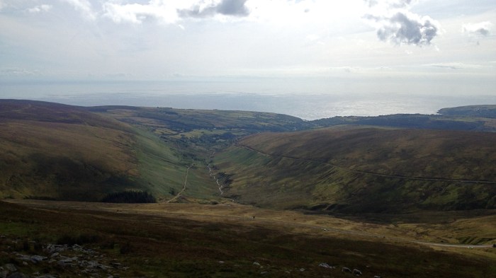 Looking towards the Kingdom of England, and the complete trail we followed from Laxey